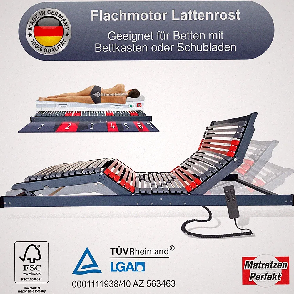 Motorrahmen Terra Med Ultra Flach elektrischer Lattenrost "Bettkasten geeignet"