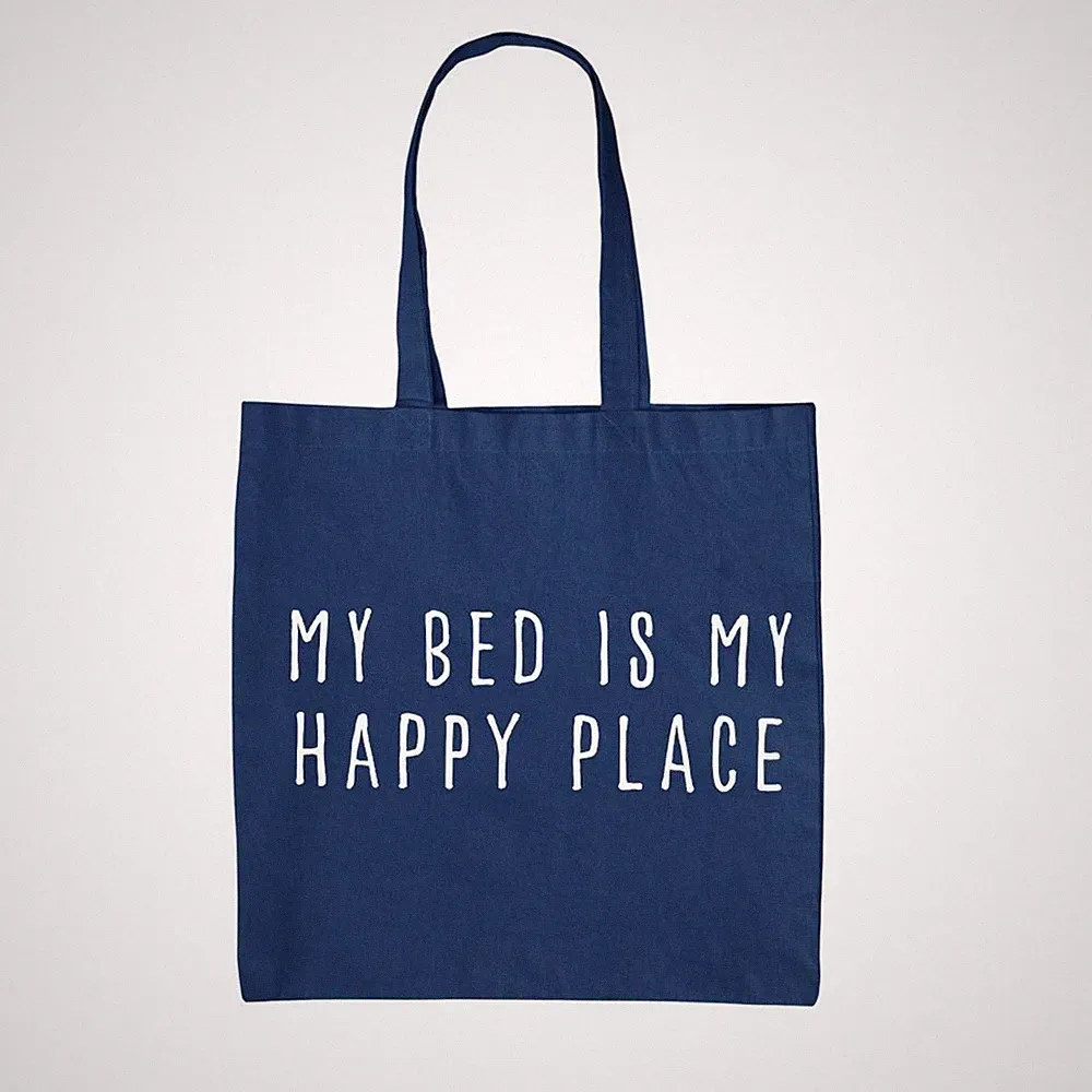 My Bed is My Happy Place - Canvas Tragetasche - lustig Teenager Schlaf Liebe faul