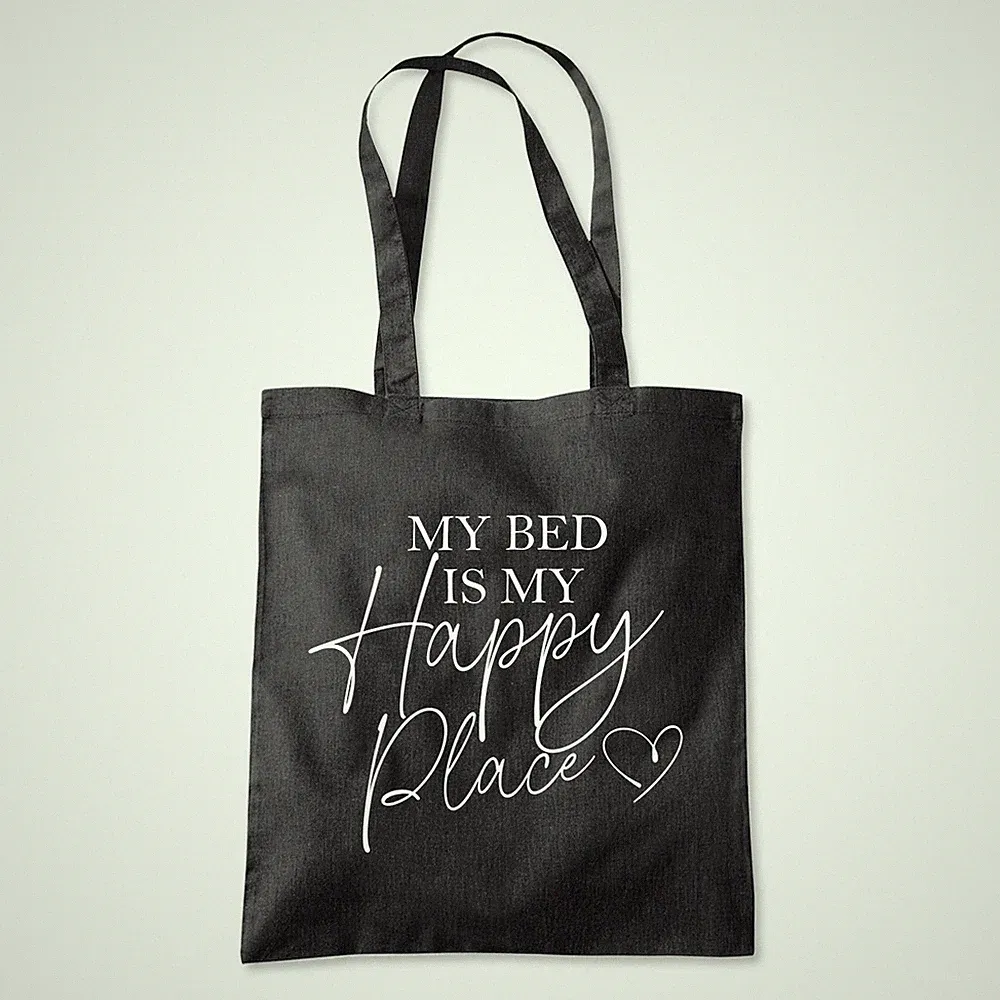 My Bed Is My Happy Place Tasche Einkaufstasche Strand Shopper Tasche