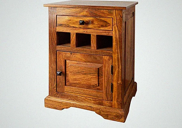 Nachtkommode Nachtschrank Boxspringbett 46x40 Akazie Holz massiv braun kolonial