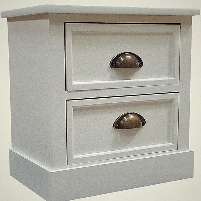 Nachttisch Nachtschrank Beistellschrank 2 Schubladen Holz Weiß Shabby Chic Tisch