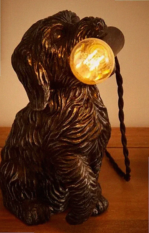 Natürlicher schwarzer Cockapoo süßes Hundebett BEISTELL Tischlampe SCHLAFZIMMER Licht Wohndeko 😍