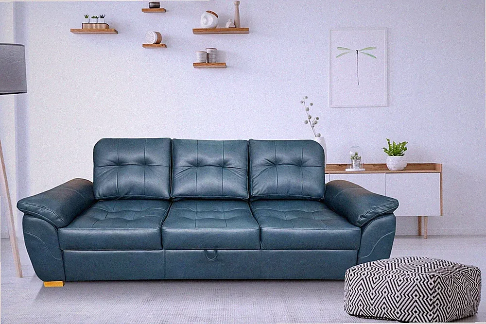 Naturleder 3 er Leder Sofa mit Schlaffunktion Leder Couch Echtleder Gesteppt