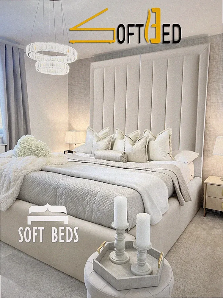 Neu Plüsch Samt Nestchen Leiste Panel Bett Hoch Kopfteil Double King Super King