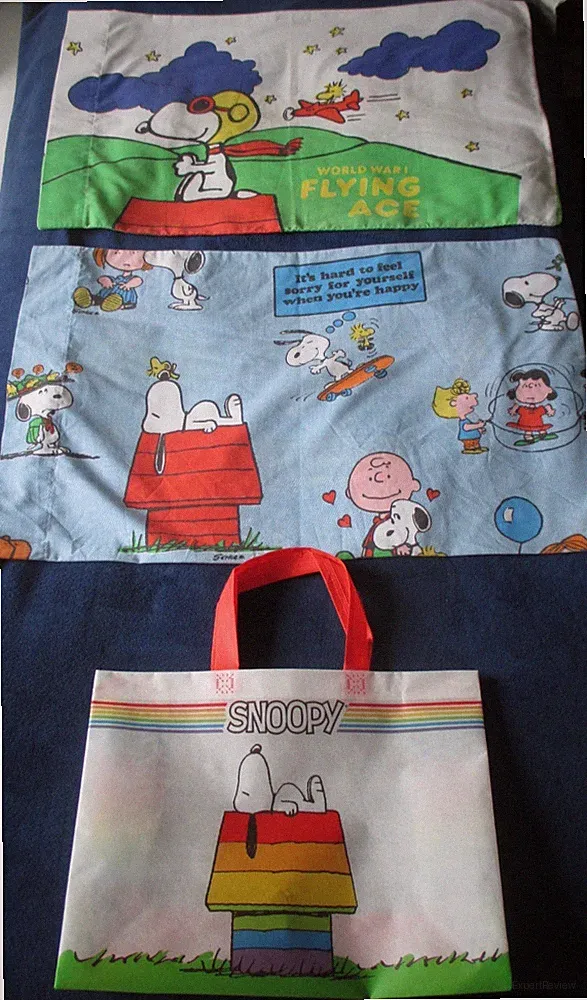 NEU Tragetasche Snoopy 1. Weltkrieg Flying Ace Peanuts Woodstock Kissenbezug x2 sehr guter Zustand