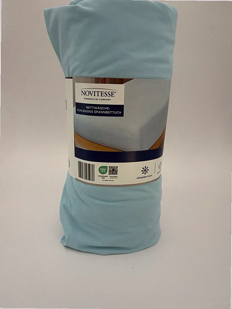 Novitesse Spannbettlaken kühlender Touch 90x200 cm Blau STANDARD 100 OEKO-TEX