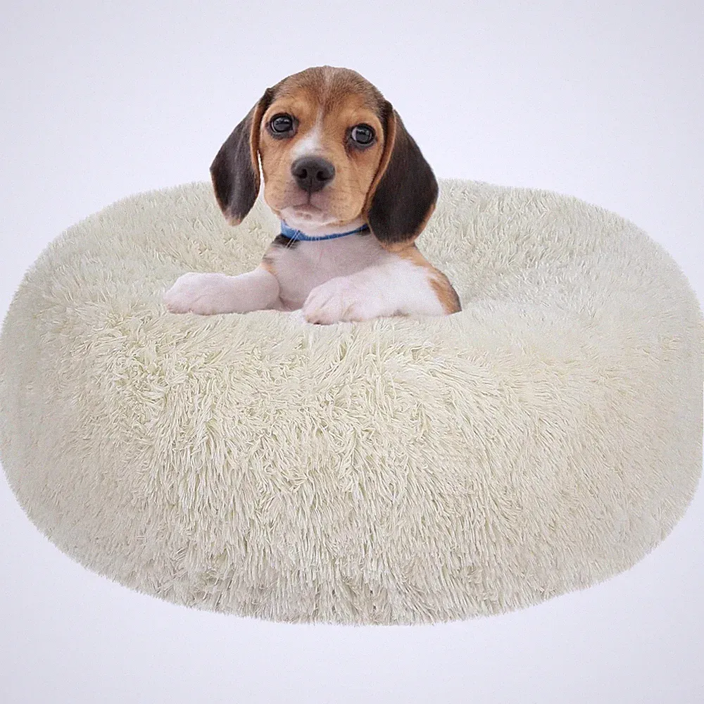 Orthopädisches Hundebett Rund – 60 cm Ø, Waschbar, Beige, Rutschfest für Komfort