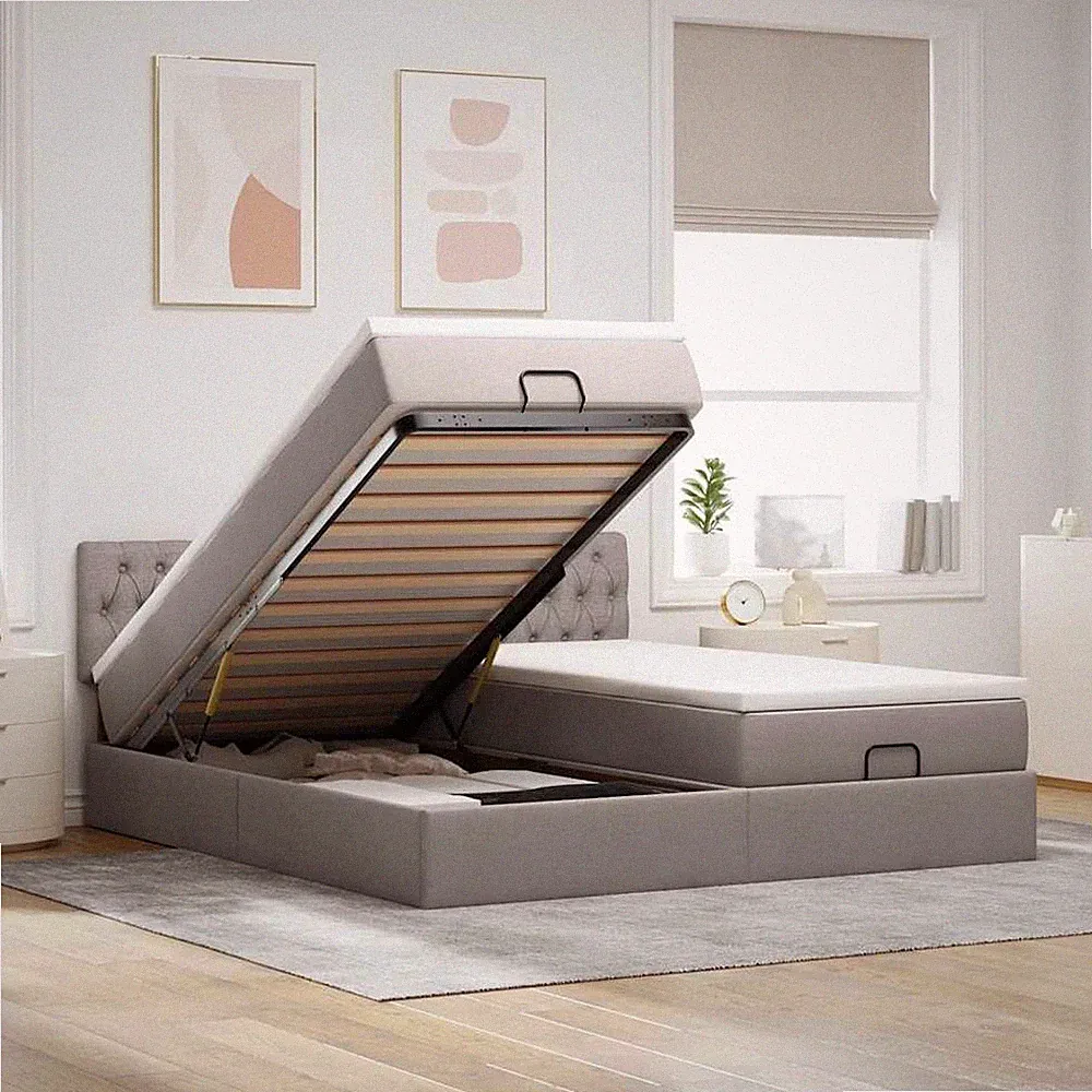 Ottoman-Bett mit Matratzen LEDs Kunstleder Bettgestell mit Stauraum vidaXL