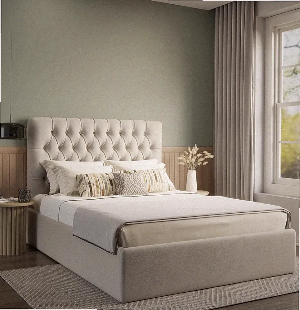 OTTOMANE AUFBEWAHRUNG GAS LIFT UP EINZEL KLEINES DOPPELBETT 4 FUSS 6 KING SIZE SAMT BETTRAHMEN