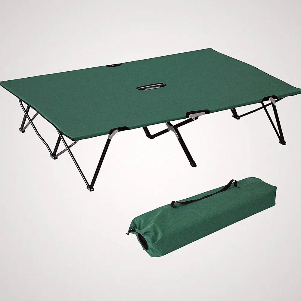 Outsunny Doppel Camping Klappbett Outdoor Tragbares Schlafbett, Grün