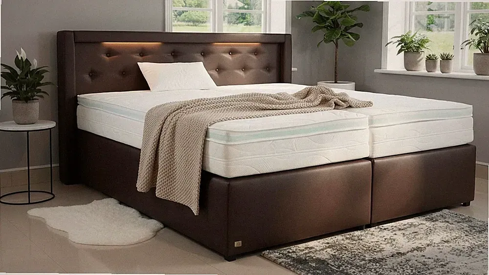 PAARA Boxspringbett mit LED Beleuchtung ohne Bettkasten 180x200 freie Farbwahl
