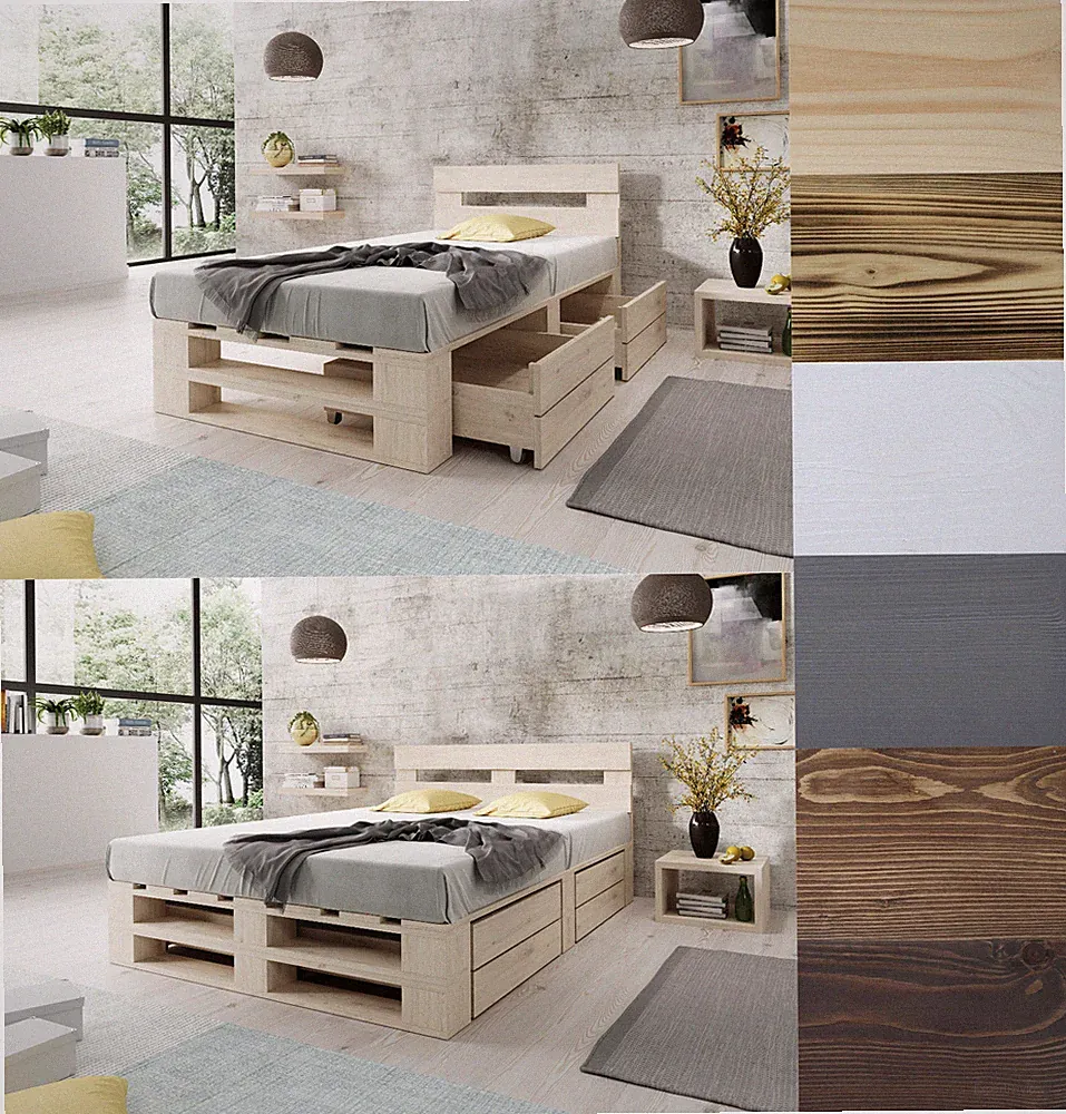 Palettenbett aus Holz mit Lattenrost Stabiles Seniorenbett Kinderbett Jugendbett