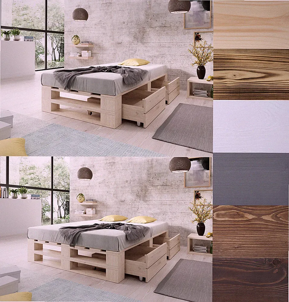 Palettenbett aus Holz mit Lattenrost Stabiles Seniorenbett Kinderbett Jugendbett