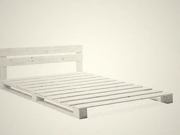 Palettenbett mit Kopfteil Massivholzbett Futon- Jugendbett PALETTI Fichte weiß