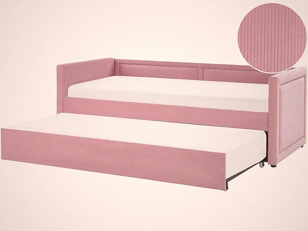 Platzsparendes Tagesbett Cord in Rosa 90 x 200 cm mit Lattenrost Mimizan