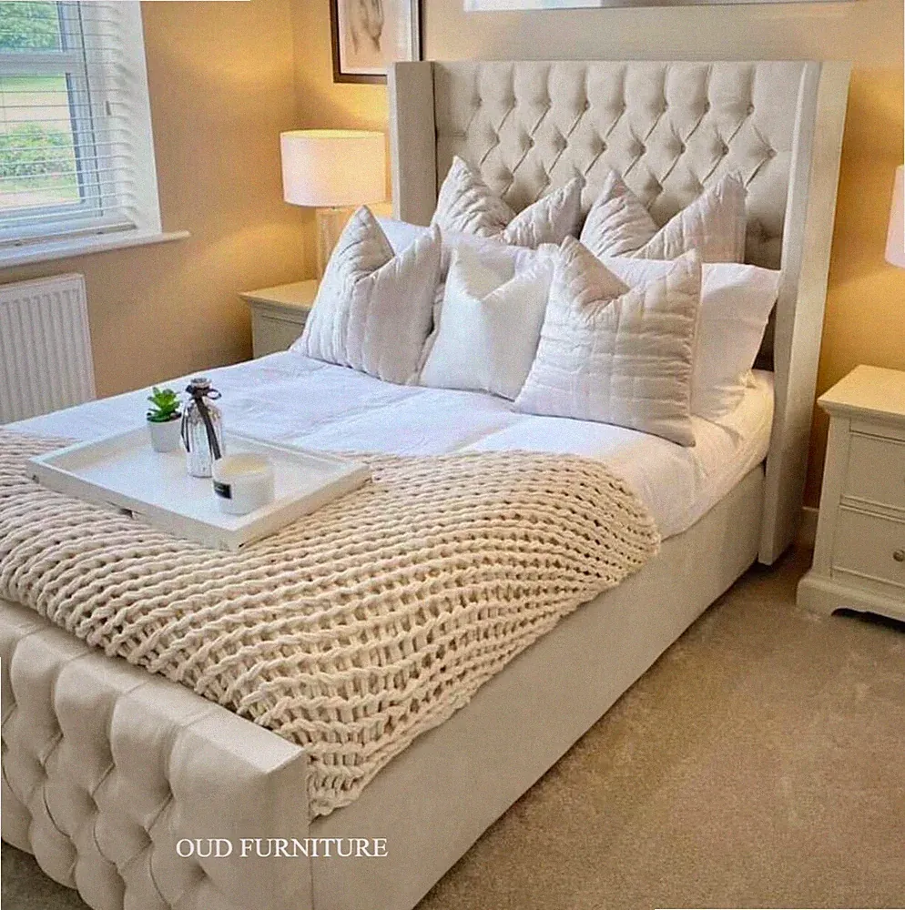 Plüsch Samt Chester Bett, Flügelrückenbett, Polsterbett, Bettgestell