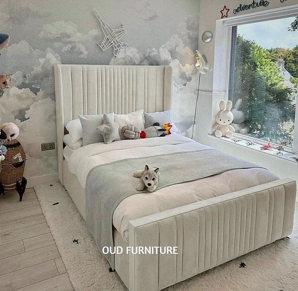 Plüsch Samt Panel Bettrahmen, Designer Bett, Polsterbett 3 Fuß 4 Fuß 4 Fuß 6 5 Fuß 6 Fuß