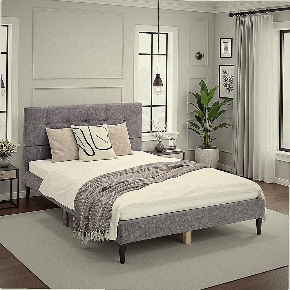 Polsterbett 120x200 Grau mit Lattenrost Doppelbett Stoff Bettgestell Homestyle4u