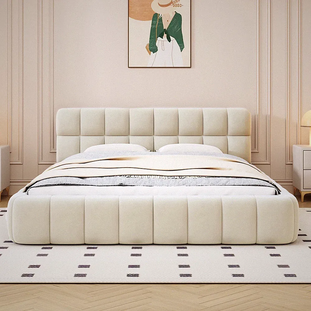 Polsterbett 140 x 190 cm Doppelbett Jugendbett Gästebett mit Flachbett Lattenros