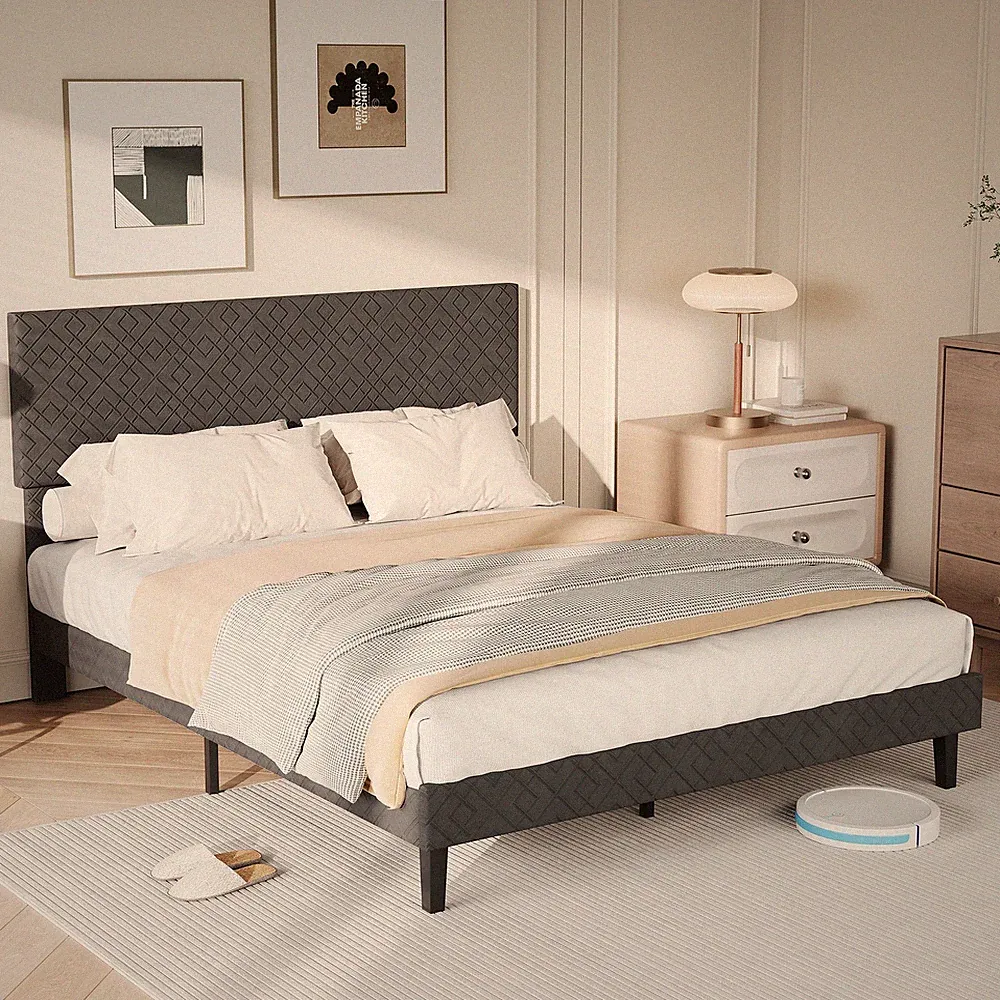 Polsterbett 140x200 cm Doppelbett Bettgestell Gepolstertes Bett mit Lattenrost