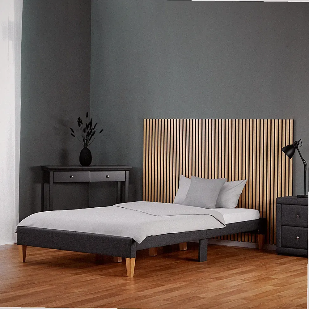 Polsterbett 140x200 Grau Einzelbett Futonbett Bettgestell Lattenrost Homestyle4u