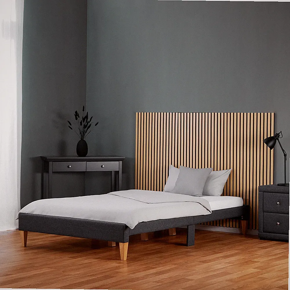 Polsterbett 140x200 Grau Einzelbett Futonbett Bettgestell Lattenrost Homestyle4u