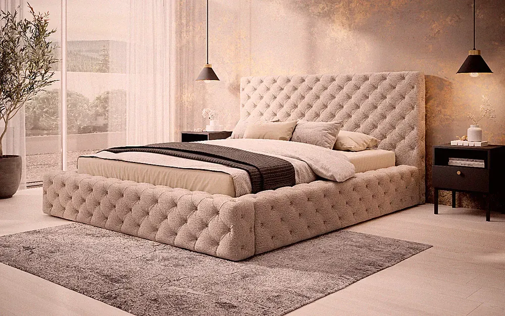 Polsterbett 140x200 Prinz Doppelbett mit Bettkasten Glamour Chesterfield 23