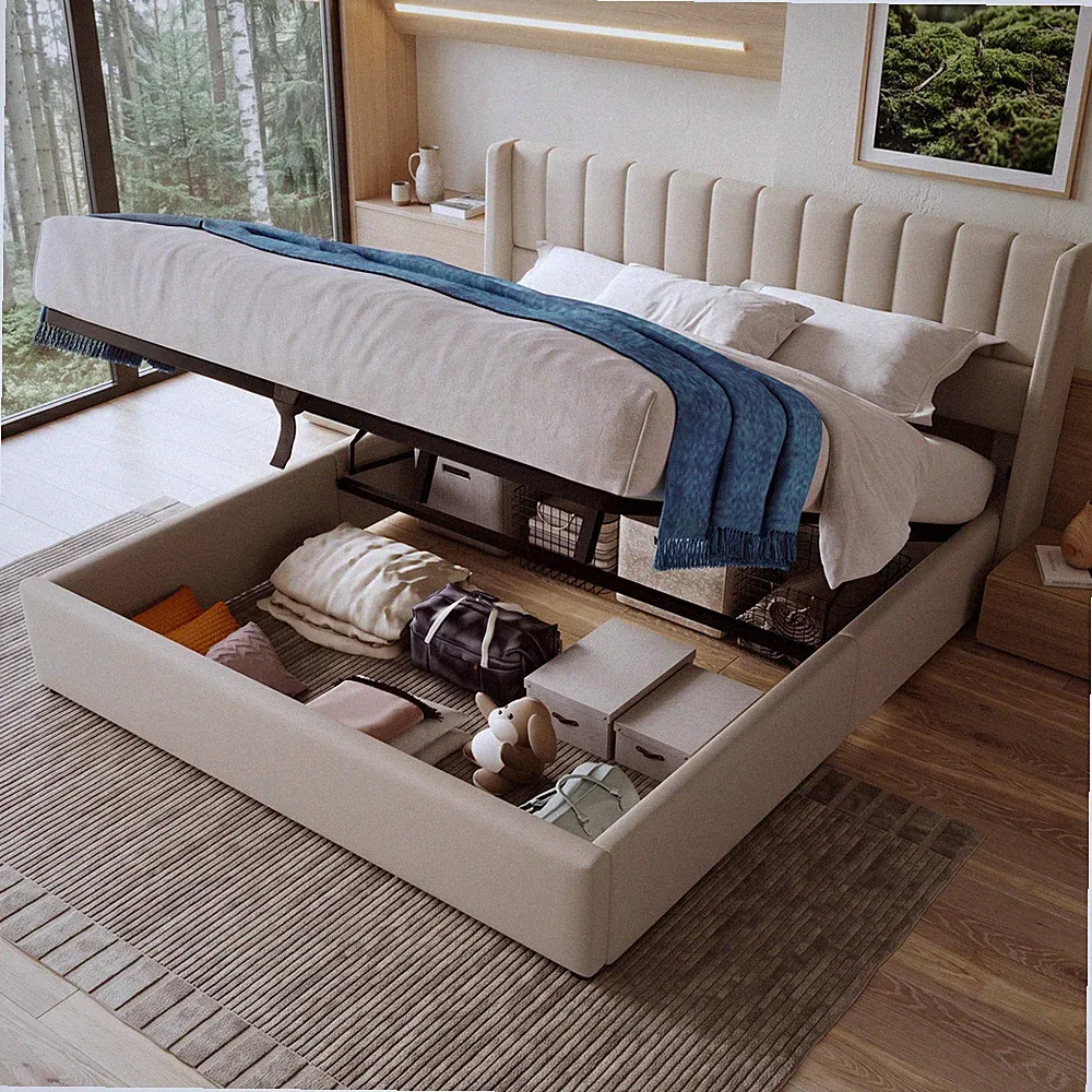 Polsterbett 160x200 Boxspringbett Bettgestell mit Stauraum,Lattenrost,Bettkasten