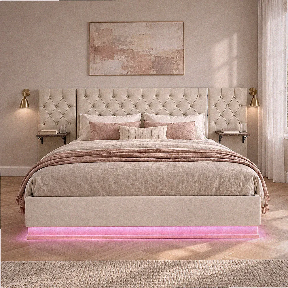 Polsterbett 160x200 cm Boxspringbett mit Lattenrost LED/USB Stauraum Bettkasten