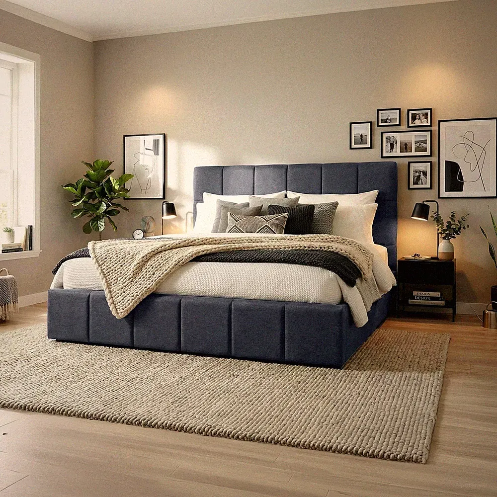Polsterbett 160x200 cm dunkelgrau mit Stauraum Komfortbett Ehebett Doppelbett