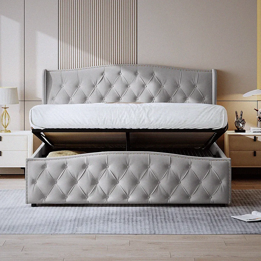 Polsterbett 160x200 mit Stauraum Lattenrost Bettgestell Boxspringbett Doppelbett
