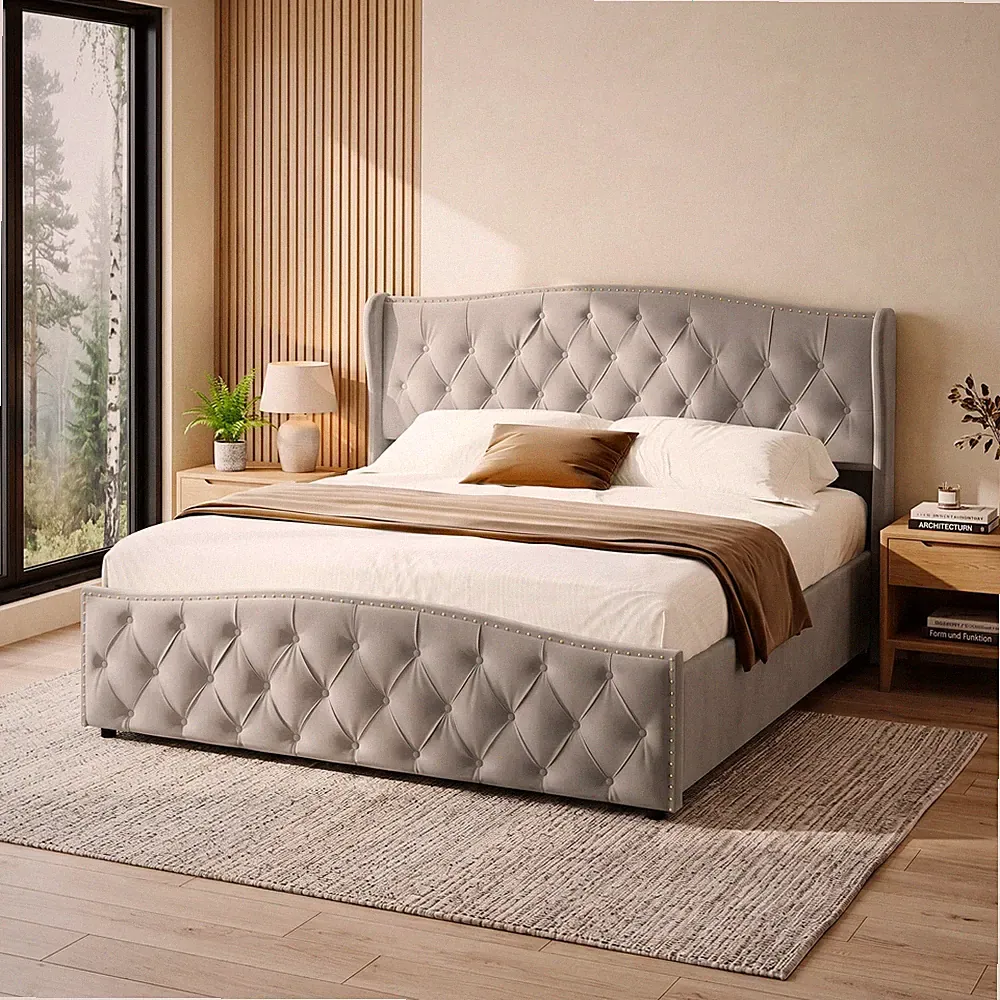 Polsterbett 160x200cm Doppelbett mit Stauraum Bettkasten Lattenrost Bettgestell
