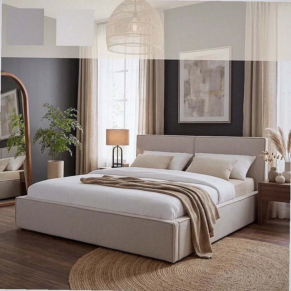 Polsterbett 180x200 cm mit Lattenrost Doppelbett mit Kopfteil