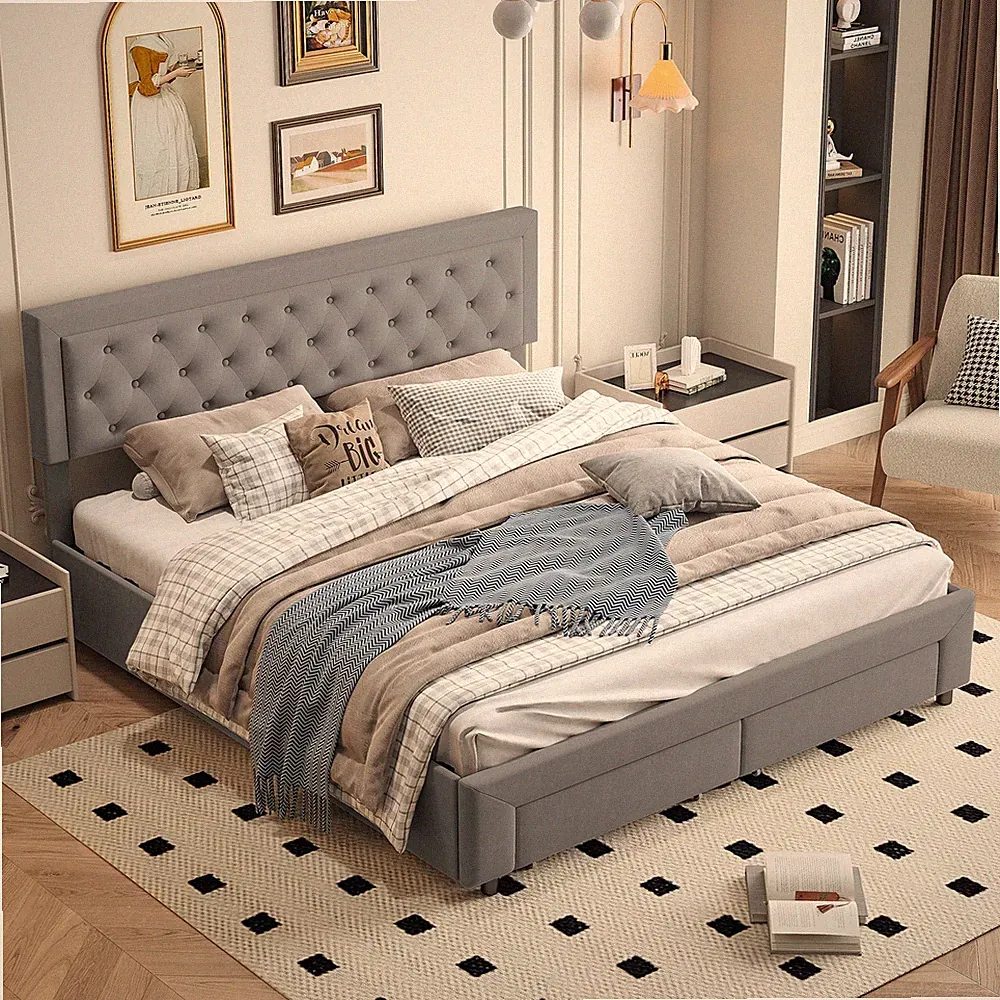 Polsterbett 180x200 cm mit Stauraum,Boxspringbett,Bett mit Kopfteil,Lattenrost