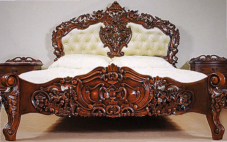 Polsterbett 180x200 cm Rokoko Barock Bett mit Lattenrost Chesterfield 78212t