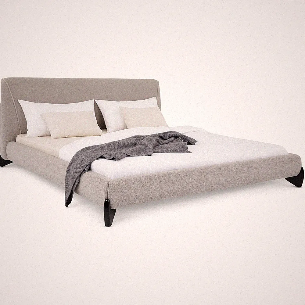 Polsterbett 180x200 mit Lattenrost Doppelbett Mid Century
