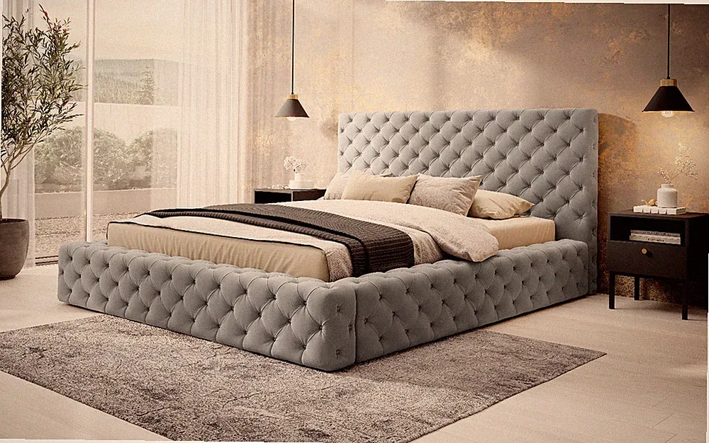 Polsterbett 180x200 Prinz Doppelbett mit Bettkasten Glamour Chesterfield 23
