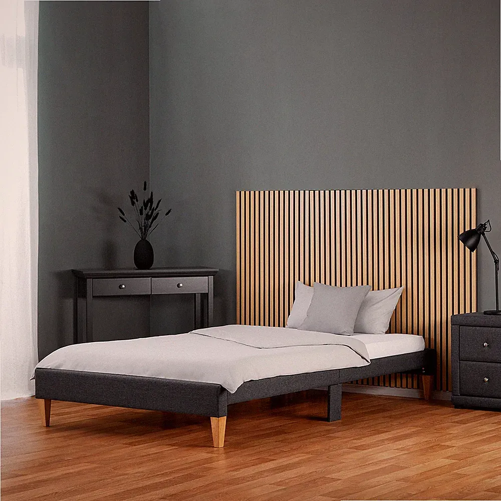 Polsterbett 90x200 Grau Einzelbett Futonbett Bett Gestell Lattenrost Homestyle4u