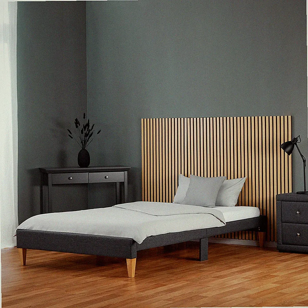 Polsterbett 90x200 Grau Einzelbett Futonbett Bett Gestell Lattenrost Homestyle4u