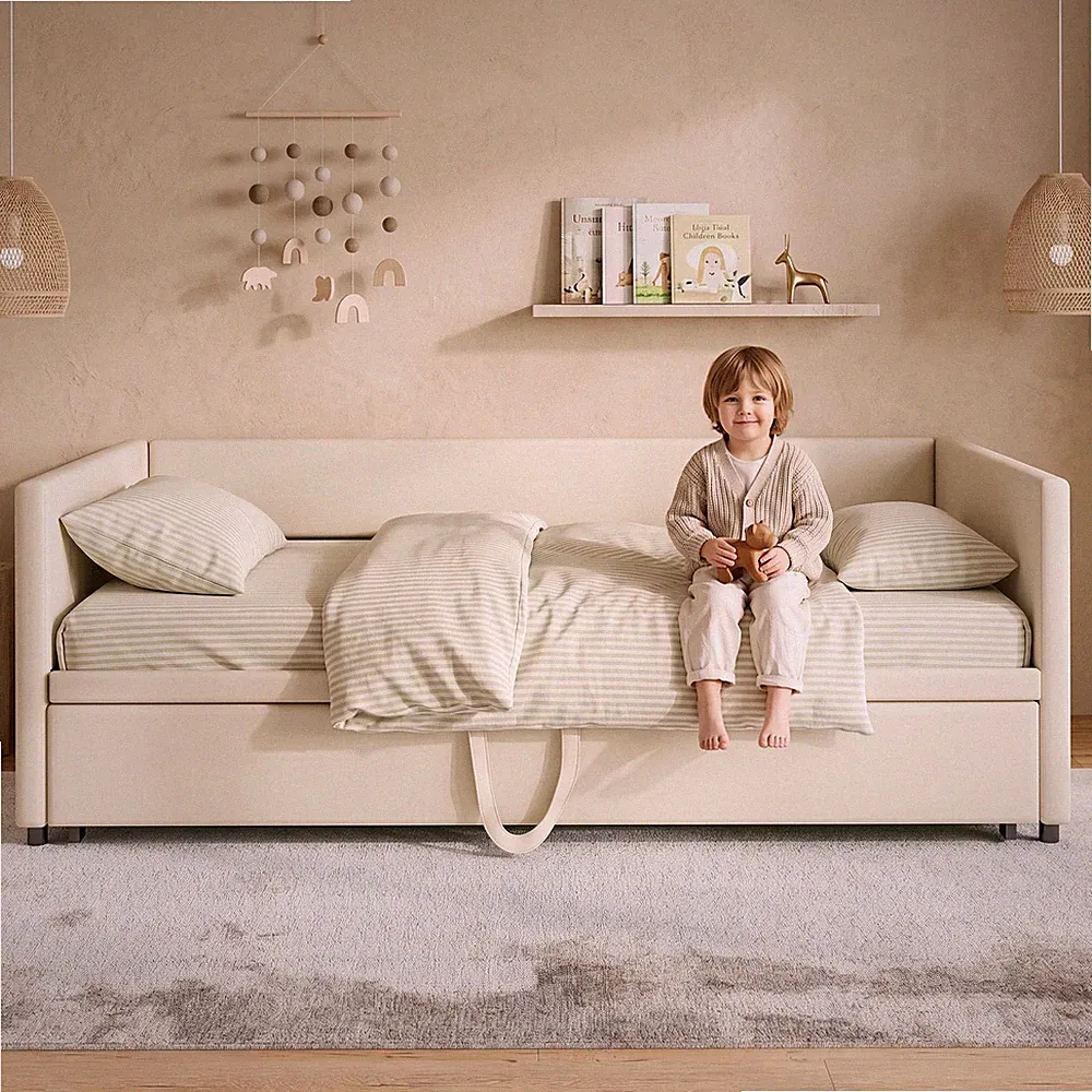 Polsterbett 90x200cm Kinderbett Tagesbett mit Lattenrost Ausziehbares Schlafsofa
