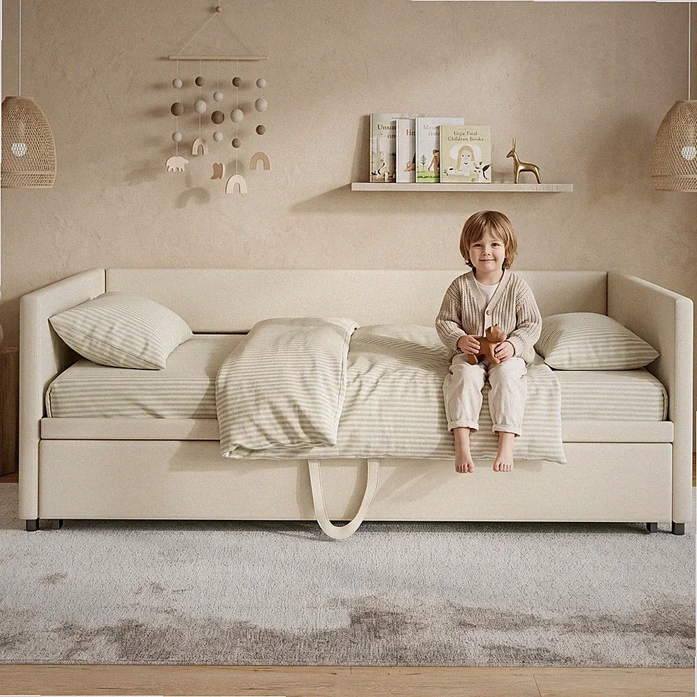 Polsterbett 90x200cm Kinderbett Tagesbett mit Lattenrost Ausziehbares Schlafsofa