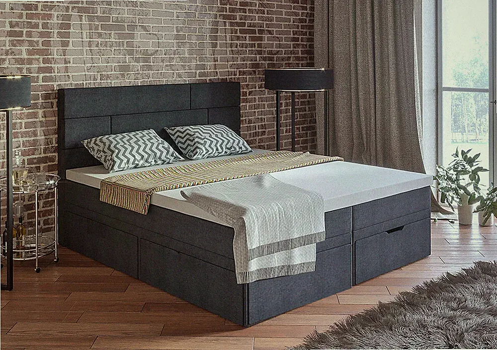 Polsterbett Bett 100x200cm Topper Matratze grau - Ausstattung wählbar 62177832
