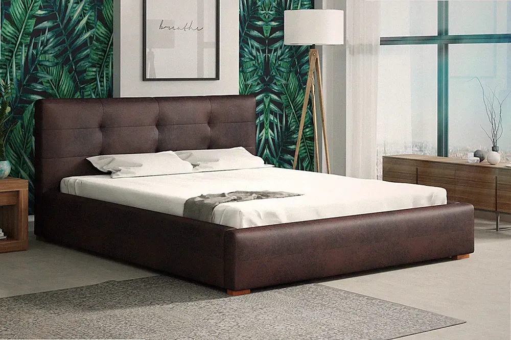 Polsterbett Bett Doppelbett TERAMO Vintage Dunkelbraun 180x200cm