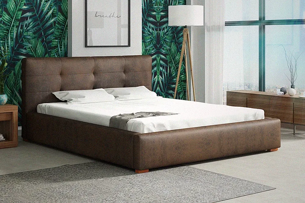 Polsterbett Bett Doppelbett TERAMO Vintage Kunstleder Braun 120x200cm