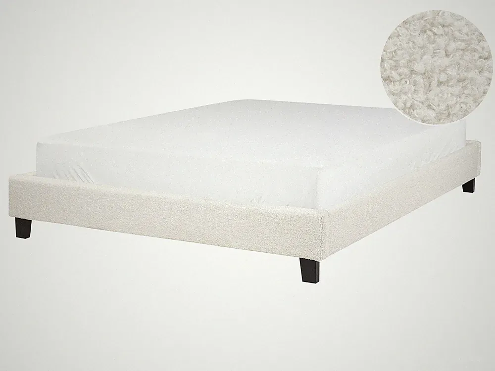 Polsterbett Bouclé beige creme Doppelbett mit Lattenrost 140x200cm Skandi Roanne