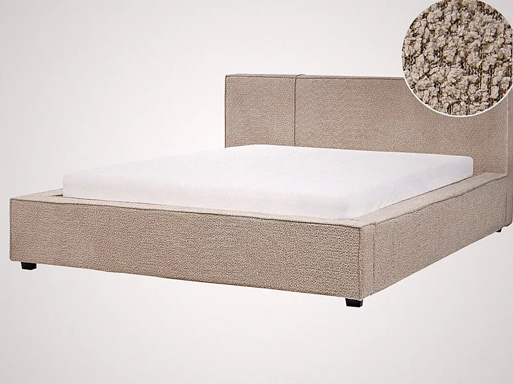 Polsterbett Bouclé beige / taupe 160 x 200 cm mit Kopfteil modern Mirande