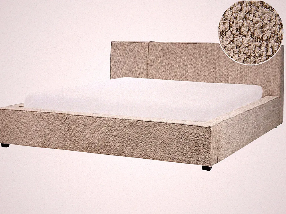 Polsterbett Bouclé beige / taupe 180 x 200 cm mit Kopfteil modern Mirande