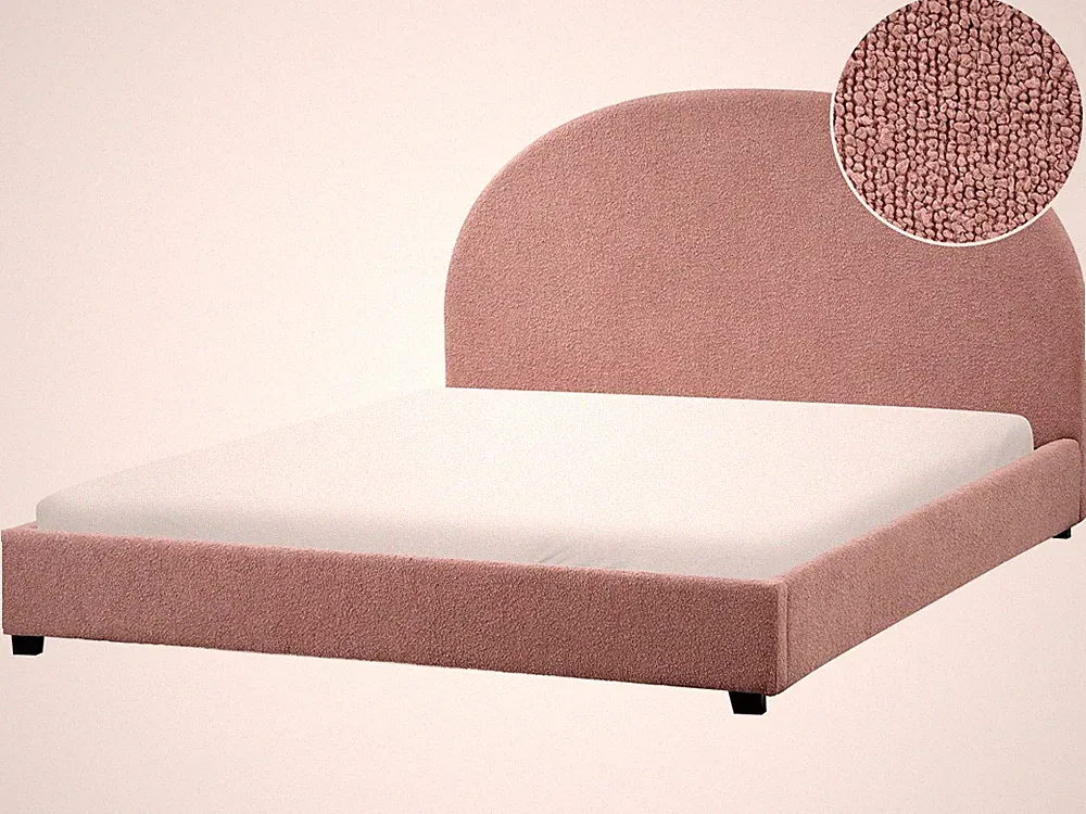 Polsterbett Bouclé Stoff rosa mit Kopfteil Lattenrost 160 x 200 cm Vaucluse