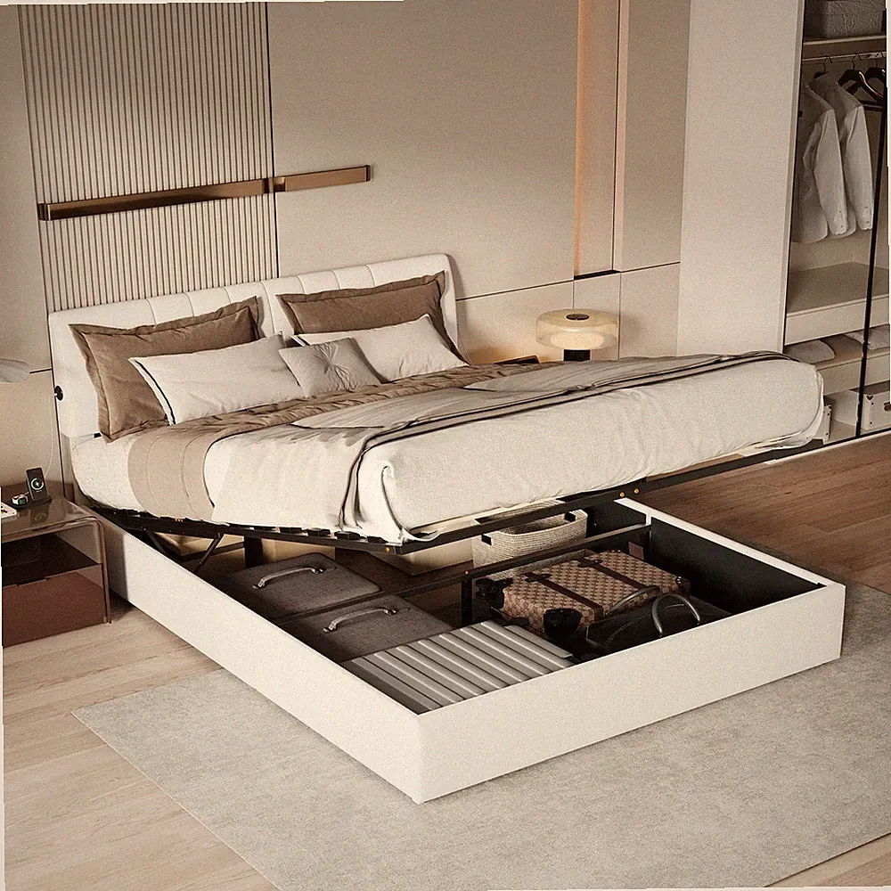 Polsterbett Boxspringbett 140x200 cm mit USB,Stauraum und Lattenrost Doppelbett