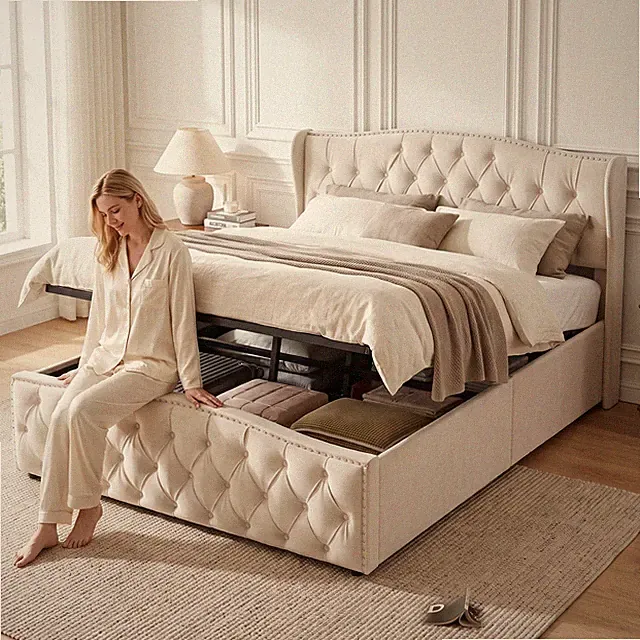 Polsterbett Boxspringbett 160x200 Bettgestell Doppelbett mit Lattenrost Stauraum